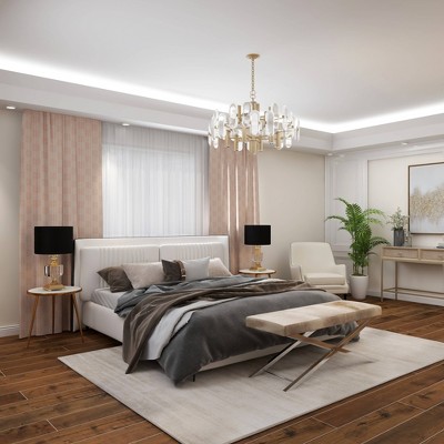 24" Black Crystal Table Lamp with Gold Accents