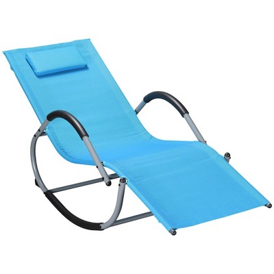Outdoor Rocking Chair, Chaise Lounge Pool Chair for Sun Tanning, Sunbathing Rocker, Armrests & Pillow for Patio, Lawn, Beach, Large