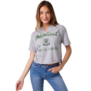 Montauk Sports & Athletics Women's Athletic Heater V-Neck Short Sleeve Cropped Tee - 1 of 4