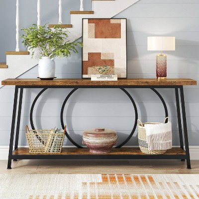 Hommoo 70.9 Inch Console Table with Storage Brown
