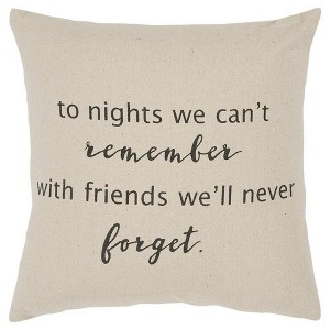 Friends Sentiment Poly Filled Square Throw Pillow Neutral - Rizzy Home: Inspirational Quote, Canvas Texture, Indoor Decor - 1 of 4