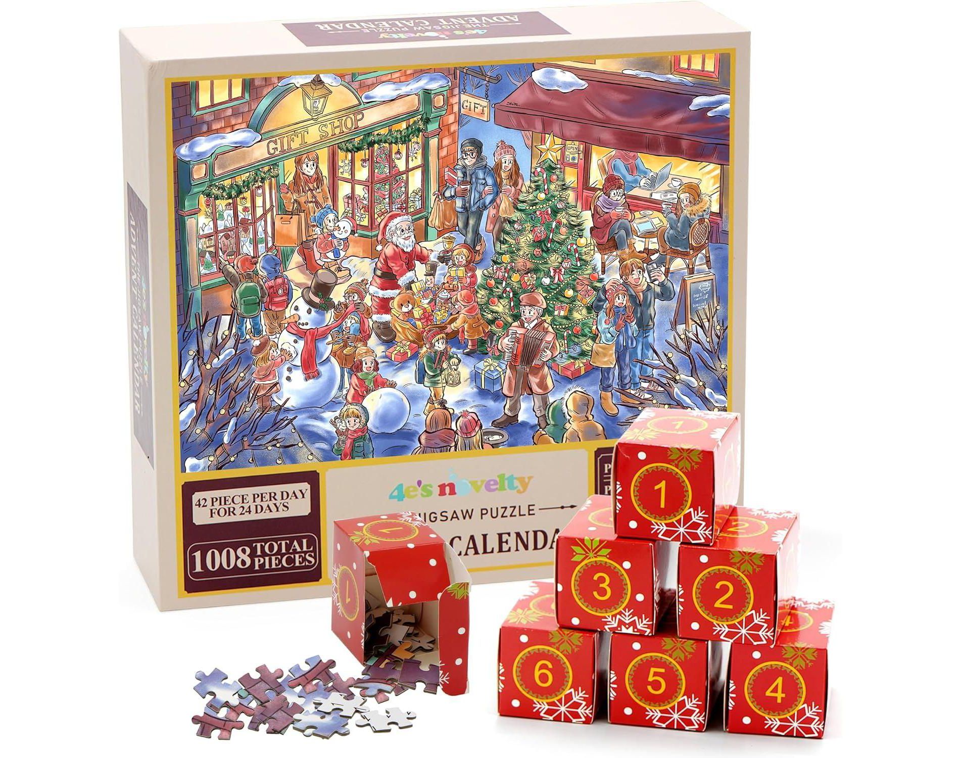4E's Novelty Christmas Advent Calendar Jigsaw Puzzle – 1008 Pcs, 24-Day Countdown, Best Christmas Santa Advent Calendar 2025  Gift for Kids & Adults