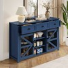 Okak Modern Glass Buffet Sideboard Storage Cabinet for Dining Room,Kitchen Pantry Cabinets with Sliding Barn Door & Metal Handles - 2 of 4