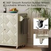 YOOCOZZ Ash Veneer Handwoven Rolling Kitchen Island & Dining Cart with Drop Leaf and Ample Storage Space - 3 of 4
