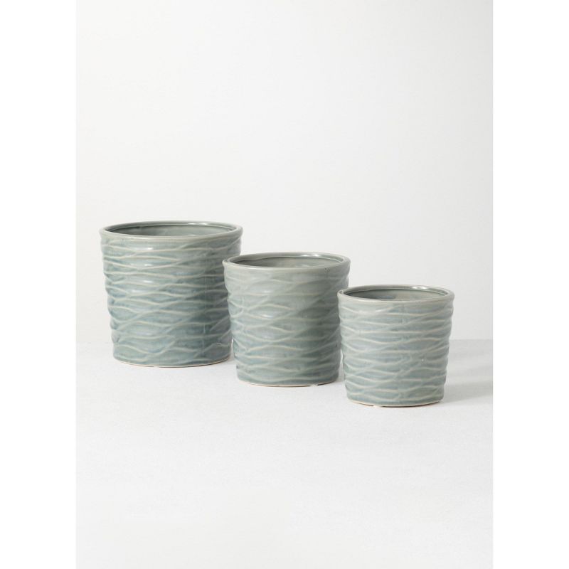 Sullivans Set of 3 Ceramic Planter Vases 6"H, 4.5"H & 5.25"H Blue, 1 of 5