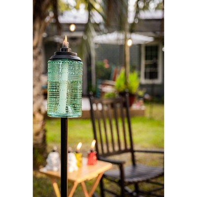 TIKI Blue Glass 68" Carnival Garden Torch