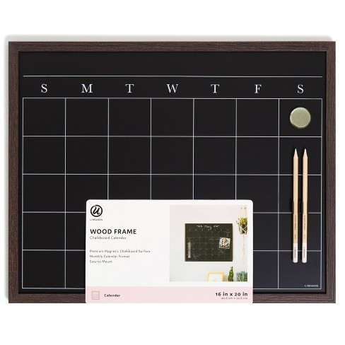 U Brands 16x20 Wood Frame Chalkboard Calendar : Target