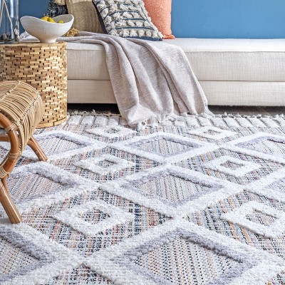Reversible Pink Geometric Shag Area Rug, 4' x 6', Easy Care