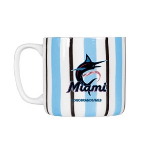 MLB Miami Marlins Striped Coffee Mug - 16oz: Ceramic Drinkware, Stemless Design - 1 of 1