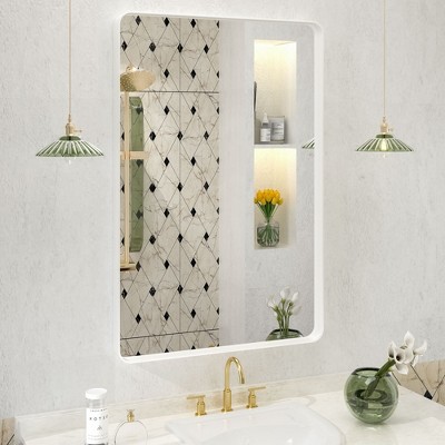 Apmir Rectangular Aluminum Alloy Framed and Tempered Glass Wall Bathroom Vanity Mirror in Matte Black/ Gold/ Silver/ Brown
