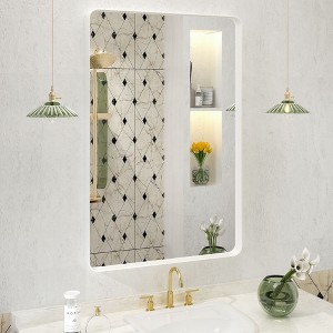 Apmir 24 in. W x 36 in. H Rectangular Aluminum Alloy Framed and Tempered Glass Wall Mirror in Matte White - 1 of 4