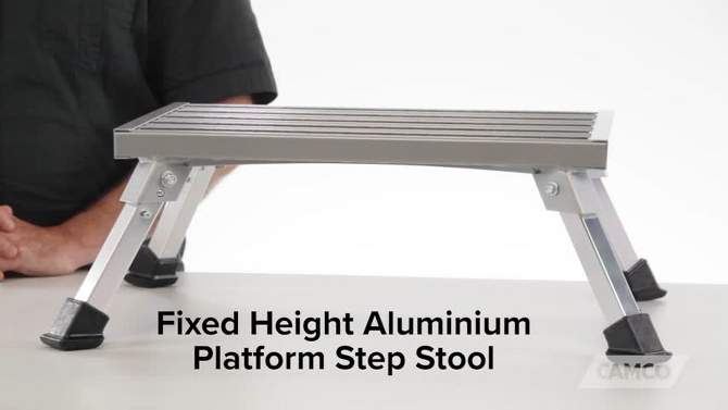 Camco 43677 Fixed Height 19" x 14.5" Aluminum Platform Foldable Step Stool with Non-Slip Secure Rubber Feet and 1000 Pound Capacity, 2 of 8, play video