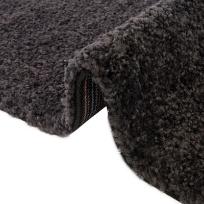 Rectangular Charcoal Solid Shag Synthetic Indoor Rug