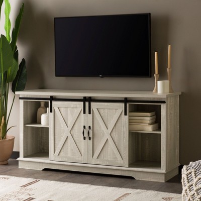 NicBex TV Stand for 65 Inch TV with Barn Door Sliding Cabinets,TV Entertanment Center with Open Shelves,Modern TV Console Table for Living Room