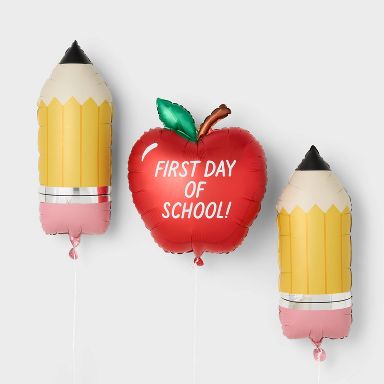 3ct Apple and Pencil First Day of School Foil Balloon Bundle - Spritz™