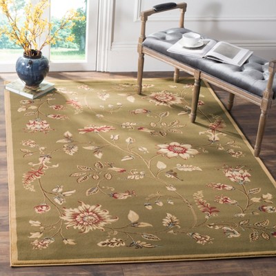 Rectangular Green/Multi Floral Synthetic 5' x 7' Area Rug