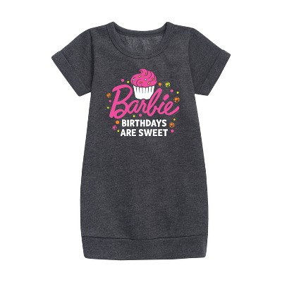- Barbie - Barbie Birthdays Are Sweet Graphic Short Sleeve Fleece Dress