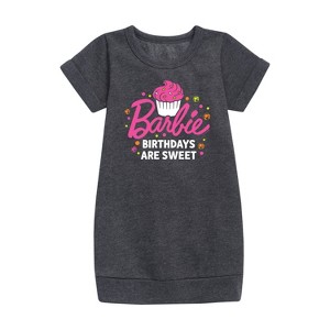 - Barbie - Barbie Birthdays Are Sweet Graphic Short Sleeve Fleece Dress - 1 of 3