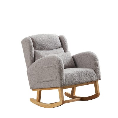 GDFStudio Aspen 27.2"W Modern High Backrest Boucle Rocking Chair with Two Side Pocket