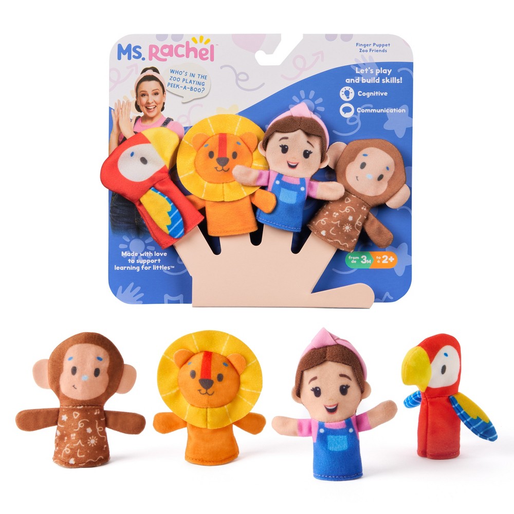 Photos - Doll Ms. Rachel Finger Zoo Puppet Friends Set - 4pk