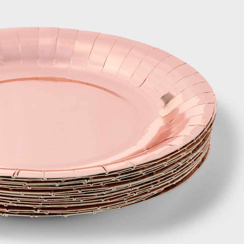 20ct Disposable Foil Board Dinner Plates Rose Gold - Spritz&#8482;, 3 of 4