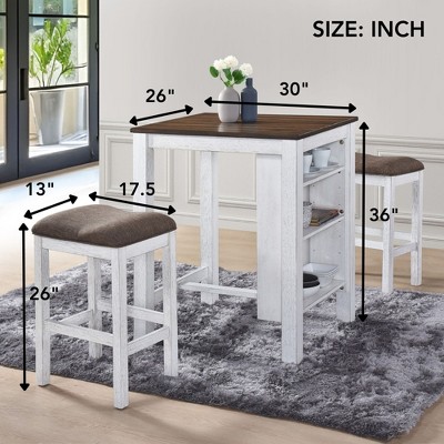 CAVINAS Dining Table Set for 3 Dining Room Table Set Counter Set Hanging Stool Counter Height Dining Table Set for Dining Room Small Space