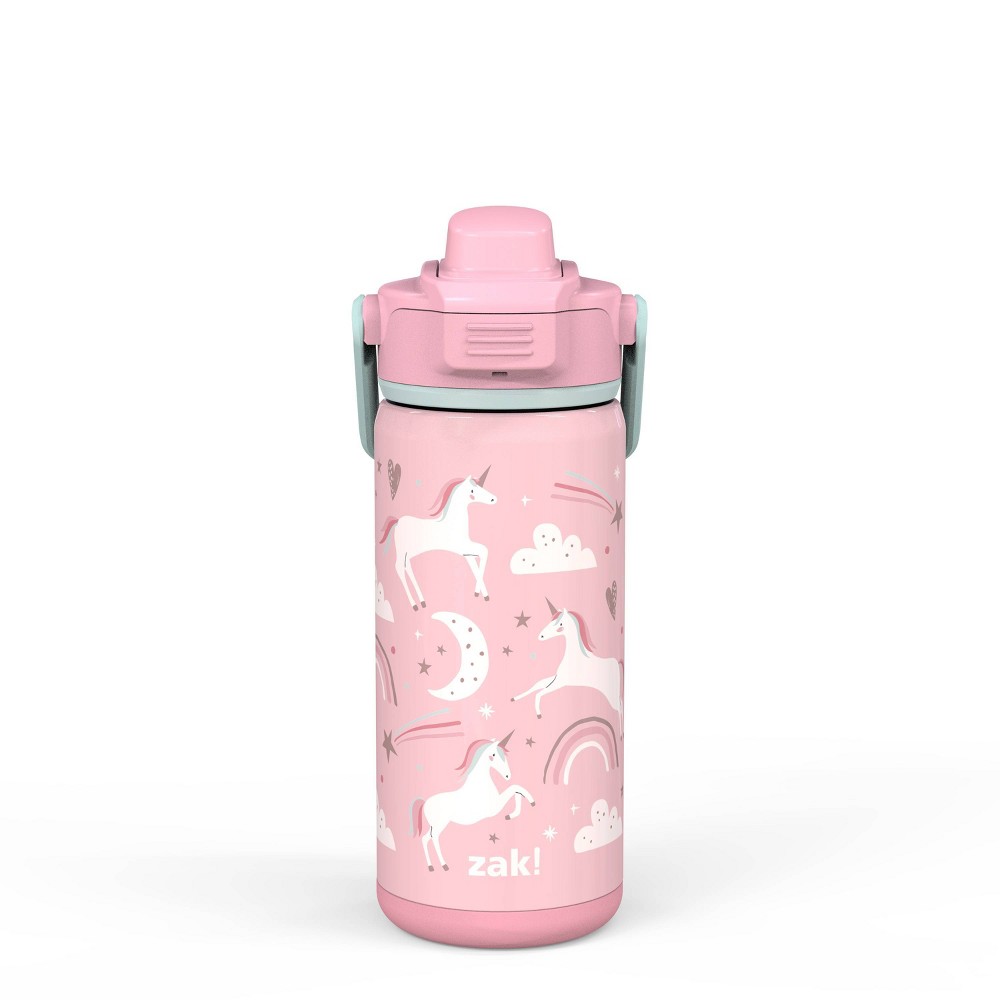 Photos - Glass ZAK Designs 14oz Stainless Steel Kids' Water Bottle with Antimicrobial Spo 