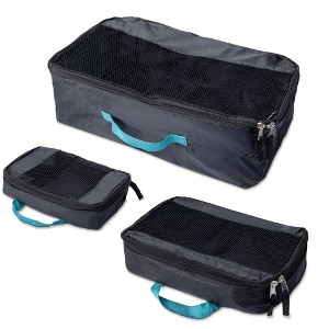 Smart Design Mesh Bags Small, Medium, & Large Bags- Heavy Duty Polyester Material - 3 Pack Piece Set - Black - 1 of 4