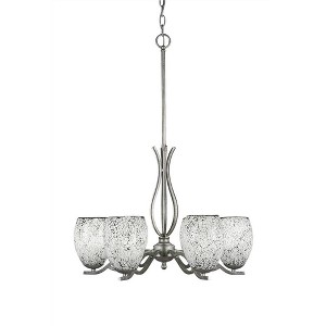 Toltec Lighting Revo 6 - Light Chandelier in  Aged Silver with 5" Black Fusion Shade - 1 of 1