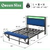 AMERLIFE LED Bed Frame with Foldable Ottoman, Charging Station, Velvet Upholstered Headboard - 2 of 4