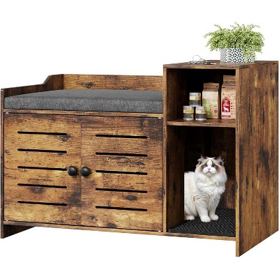 Segawe Wood Cat Litter Box Cover Enclosure – Double Door, Hooded – Durable, Living Room Friendly