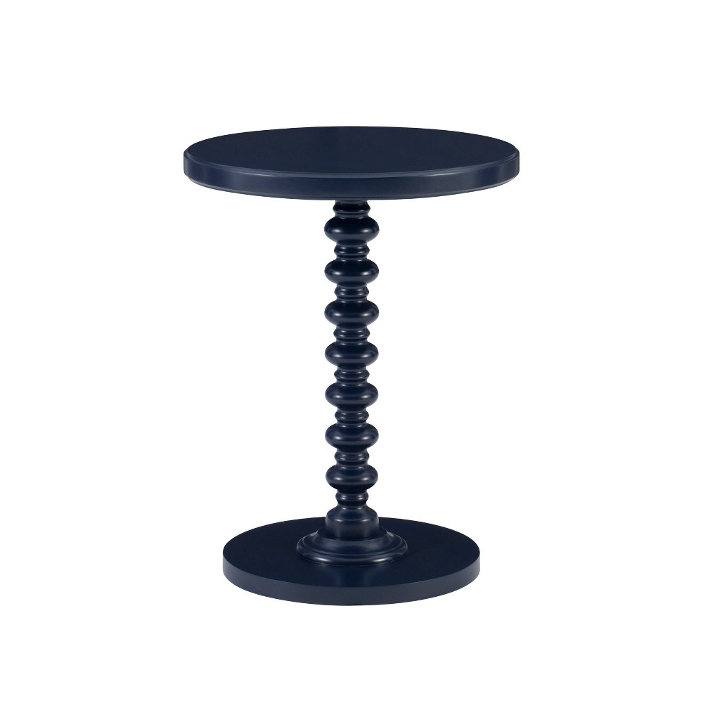 Photos - Dining Table 17" Teyla Traditional Round Wood Accent Spindle Table Navy Blue - Powell