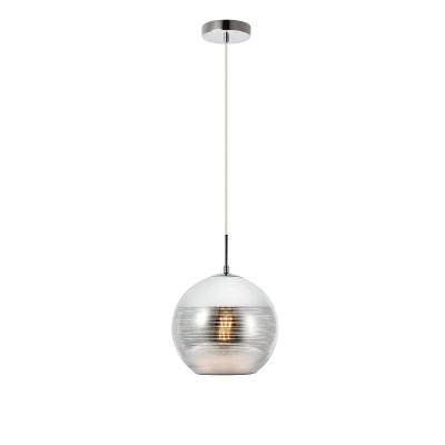 9.5" Chrome Glass Globe Pendant Light with Adjustable Height
