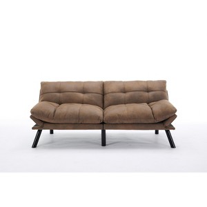 TiramisuBest Leatehr Feeling Brown Convertible Folding Modern sofa Bed, Modular Sectional Sofa with Storage, Sideboard Buffet Style Design f - 1 of 4