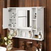 Alilang 35.00 Inch Wall-Mounted Storage Cabinet with Mirror and Adjustable Shelves-White - 2 of 4