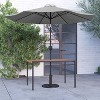 Merrick Lane Outdoor Powder Coated Steel Dining Table with Faux Teak Poly Slat Top, 9' Patio Umbrella and Base - 2 of 4