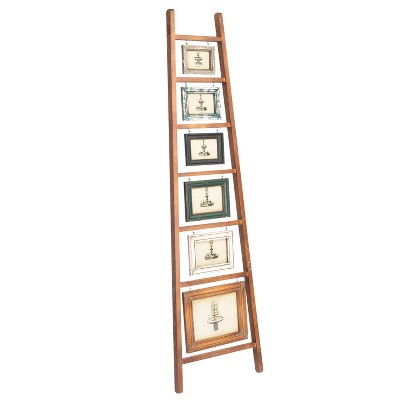 Wood & MDF 6-Photo Ladder - Storied Home: Freestanding Novelty Frame, Holds Multiple Image Sizes
