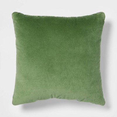 Solid Velvet Linen Reversible Square Throw Pillow Green - Threshold™