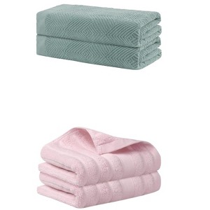 REGALWOVEN Bathroom Gym SPA Cotton Soft Absorbent Bath Hands Towel Set 2 Pcs - 1 of 4
