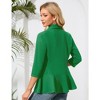 Womens 3/4 Sleeve Open Front Peplum Blazer Causal Business Notched Lapel Jacket Lightweight Slim Fit Suits Office Formal Blazer Jacket - Green,L - 2 of 4