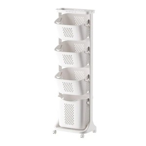 4-Tier Rolling Laundry Hamper w/Divided Sections, Large Capacity Movable Clothes Basket for Sorting and Storage, Ideal for Laundry Room and Bathroom - 1 of 4