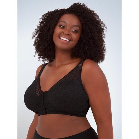 Leading Lady The Nora - Shimmer Support Back Lace Front-closure Bra In  Black, Size: 40a : Target