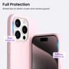 BONGEEK Compatible with iPhone 15 Pro Max Case 6.7", Slim Liquid Silicone 3 Layers Soft Gel Rubber Shockproof Protective Phone Case -Chalk Pink - 4 of 4