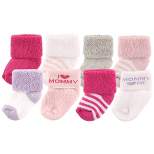 Luvable Friends Baby Girl Newborn and Baby Terry Socks, Pink Mommy