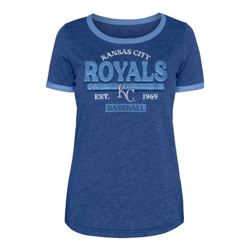 Mlb Kansas City Royals Women's Heather Bi-blend Ringer T-shirt