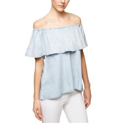 Sanctuary Clothing Womens Chambray Pullover Blouse