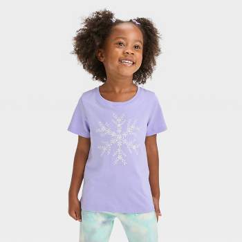Toddler Girls' Snowflake Short Sleeve T-Shirt - Cat & Jack™ Light Purple