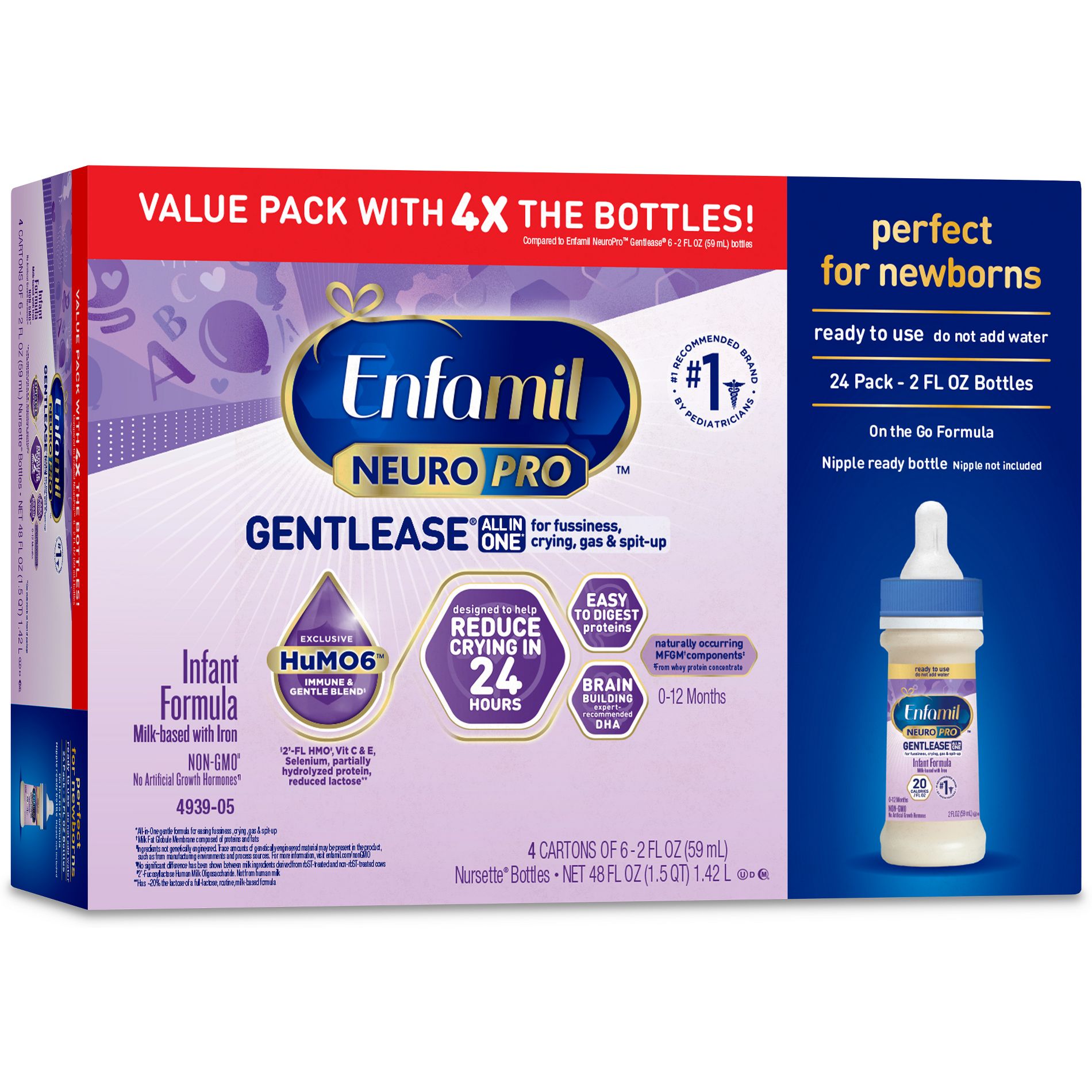 Enfamil NeuroPro Gentlease Ready to Feed Infant Formula Bottles - 2 fl oz Each/24ct