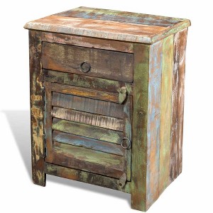 vidaXL End Table with 1 Drawer 1 Door Reclaimed Wood - 1 of 4