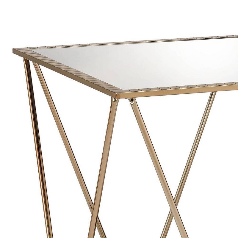 22&#34; Fogya Mirrored Champagne Folding Table Gold Finish - Acme Furniture, 3 of 7